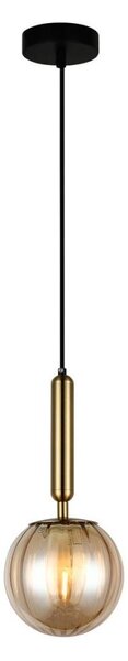 ITALUX PND-2324-1 BRO+AMB - Lustr na lanku RAVENA 1xE27/5W/230V mosaz