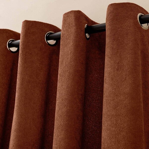 Závěs z materiálu bouclé v terakotové barvě 140x260 cm Winona – douceur d'intérieur