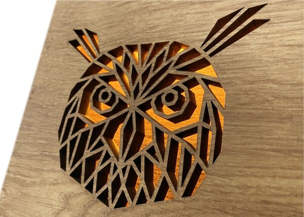 "Hlava sovy" lampa 19x19cm provedení povrchu: dub