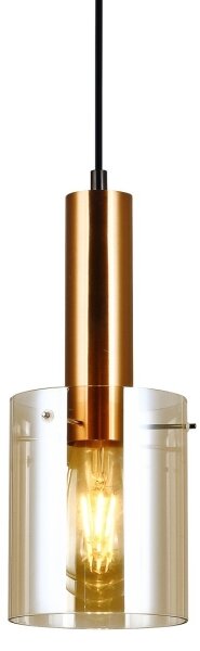 ITALUX PND-5581-1-BRO+AMB - Lustr na lanku SARDO 1xE27/40W/230V černá/mosaz