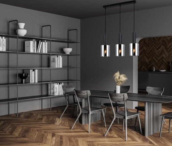 ITALUX PND-5581-3-BK+SG - Lustr na lanku SARDO 3xE27/40W/230V černá