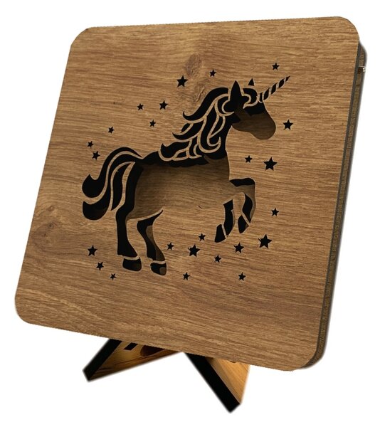 "Jednorožec" lampa 19x19cm provedení povrchu: dub