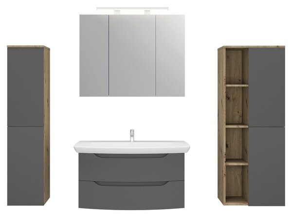 MIDI SKŘÍŇKA, antracitová, barvy dubu, 50/132/32 cm Stylife - Koupelnové série