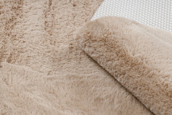Makro Abra Moderní kusový koberec SHAPE 3105 Srdce protiskluzový vhodný k praní shaggy camel béžový Rozměr: 80x80 cm