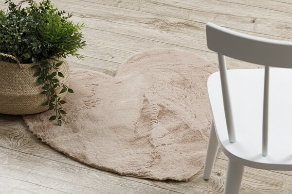 Makro Abra Moderní kusový koberec SHAPE 3105 Srdce protiskluzový vhodný k praní shaggy camel béžový Rozměr: 80x80 cm
