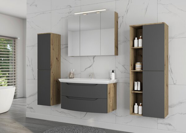 MIDI SKŘÍŇKA, antracitová, barvy dubu, 30/132/32 cm Stylife - Koupelnové série