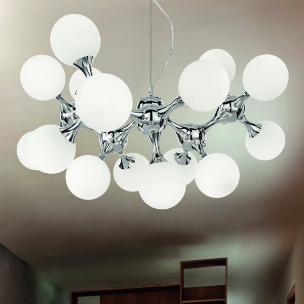 Ideal Lux - Lustr na lanku NODI 15xE14/28W/230V pr. 105 cm lesklý chrom/bílá