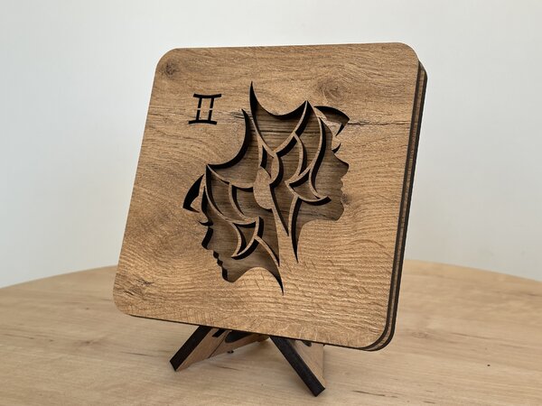 Znamení "Blíženci" lampa 19x19cm provedení povrchu: dub