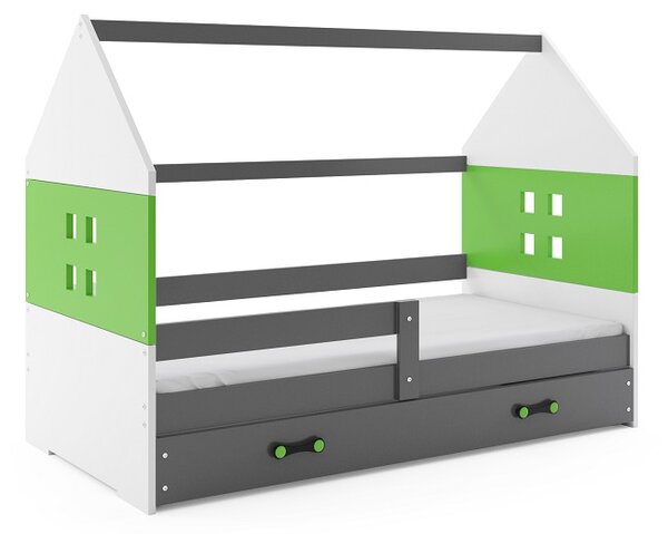 BMS Group Dětská postel domeček s úložným prostorem DOMI 160x80 grafit Doplňující barva: Modrá