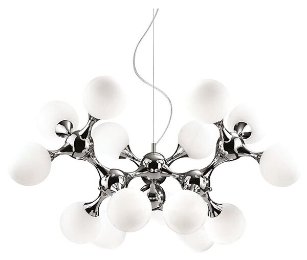 Ideal Lux - Lustr na lanku NODI 15xE14/28W/230V pr. 105 cm lesklý chrom/bílá