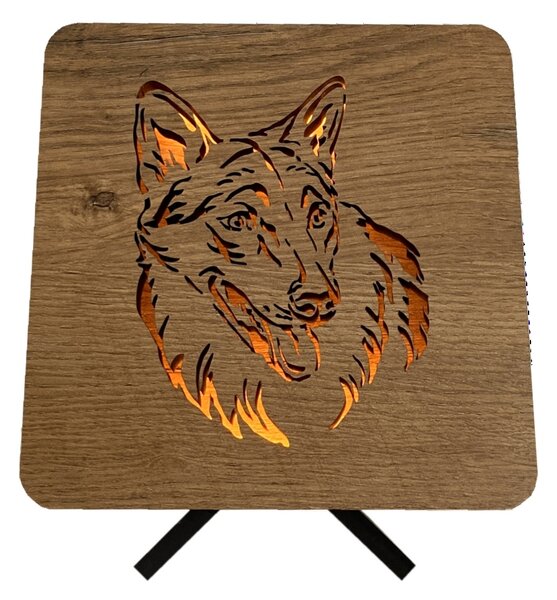 "Německý Ovčák" lampa 19x19cm provedení povrchu: dub