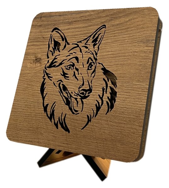 "Německý Ovčák" lampa 19x19cm provedení povrchu: dub