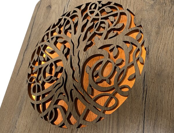 "Strom života" lampa 31x31cm provedení povrchu: dub světlý