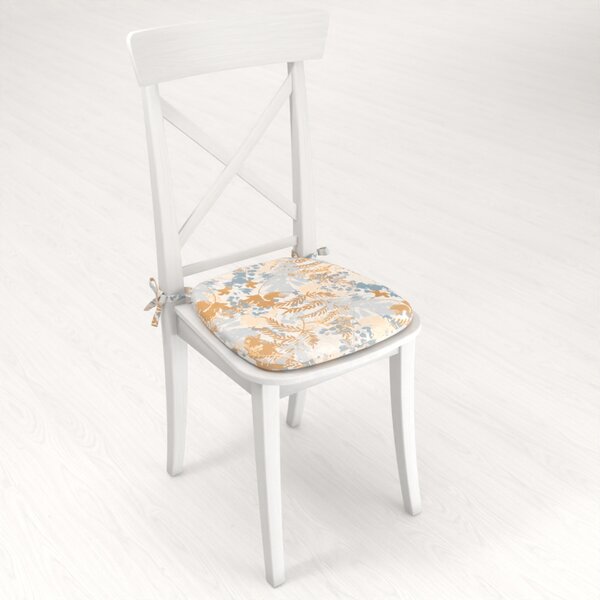 Biante Sametový oblý podsedák Tamara TMR-043 Hnědo-modré designové rostliny - 39x37x3 cm