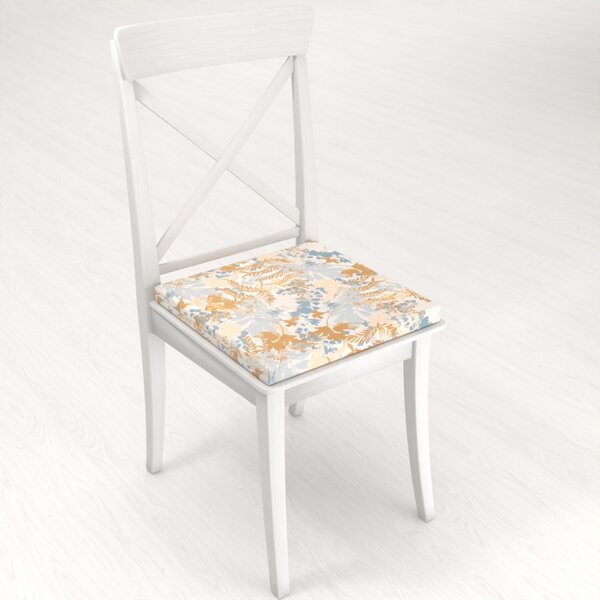 Biante Sametový čtvercový podsedák Tamara TMR-043 Hnědo-modré designové rostliny - 38x38x3 cm