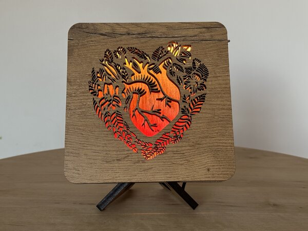 "Srdce" lampa 19x19cm provedení povrchu: dub