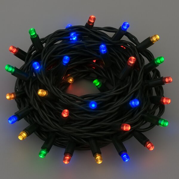 Venkovní LED vánoční řetěz PROFI, černý kabel, různobarevná, 10m, 100 LED