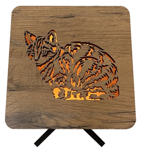 "Kočka" lampa 19x19cm provedení povrchu: dub