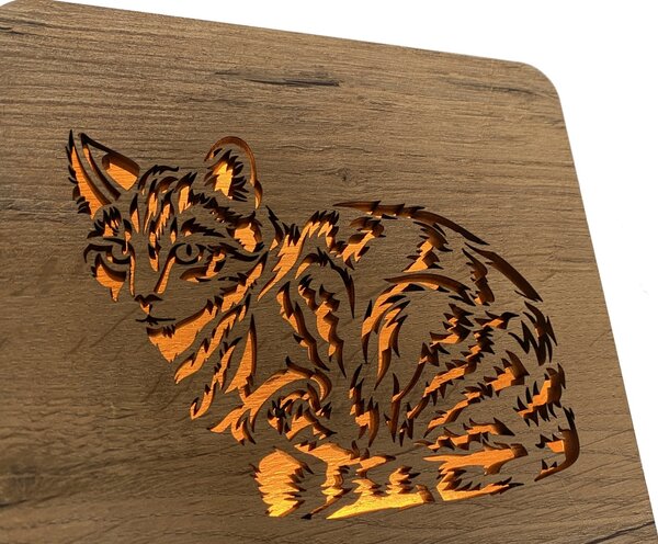 "Kočka" lampa 19x19cm provedení povrchu: dub