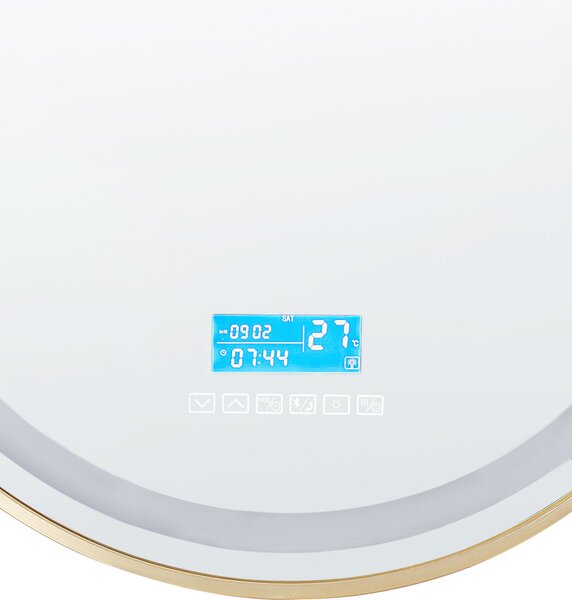 LED koupelnové zrcadlo DAROIS 60 cm 60 cm s reproduktorem Bluetooth Zlatá