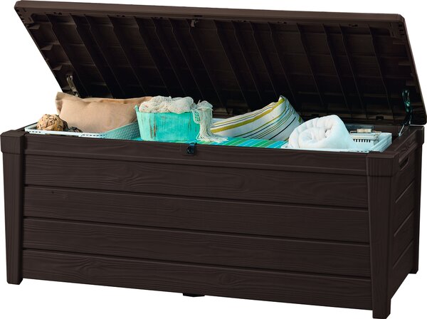 Zahradní úložný box BRIGHTWOOD — 455L, plast, hnědá, nosnost 220 kg