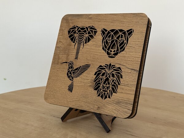 "Hlavy zvířat" lampa 19x19cm provedení povrchu: dub