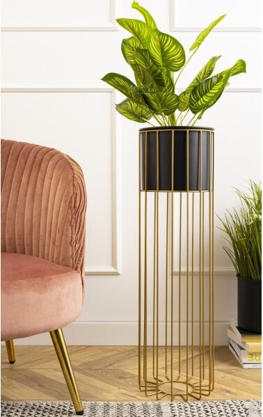 Kovový květináč LOFT 70x20 cm zlatá/černá