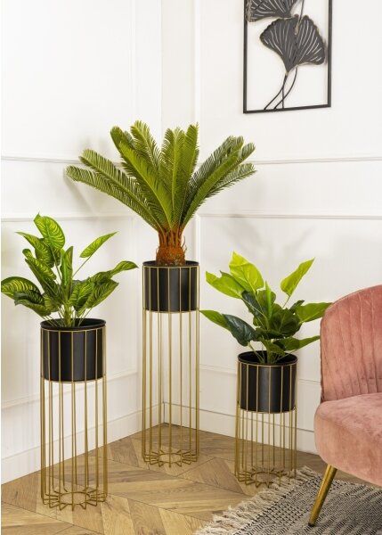 Kovový květináč LOFT 70x20 cm zlatá/černá