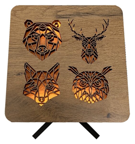 "Lesní zvěř" lampa 19x19cm provedení povrchu: dub