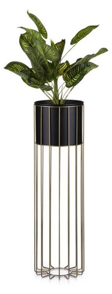 Kovový květináč LOFT 70x20 cm zlatá/černá