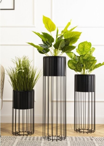 Kovový květináč LOFT 70x20 cm černá