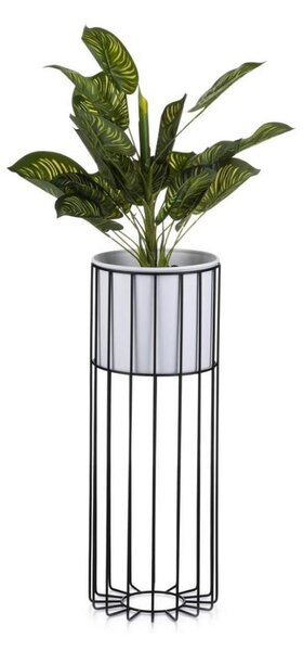 Kovový květináč LOFT 55x20 cm černá/bílá