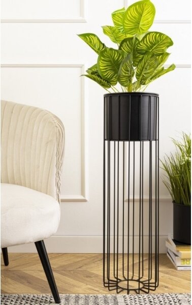 Kovový květináč LOFT 70x20 cm černá