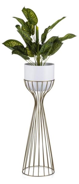 Kovový květináč LOFT 68x20 cm zlatá/bílá