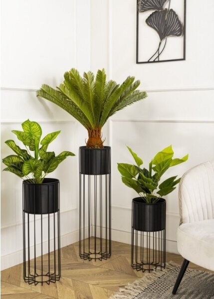 Kovový květináč LOFT 70x20 cm černá