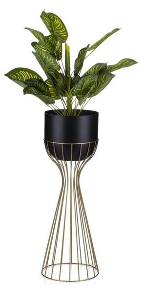 Kovový květináč LOFT 56x20 cm zlatá/černá