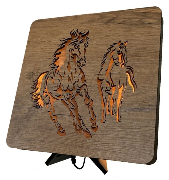 "Koně" lampa 31x31cm provedení povrchu: dub světlý