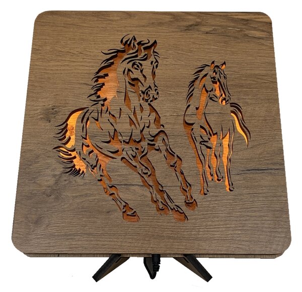 "Koně" lampa 31x31cm provedení povrchu: dub světlý