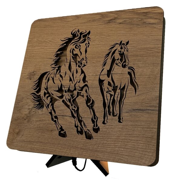 "Koně" lampa 31x31cm provedení povrchu: dub světlý