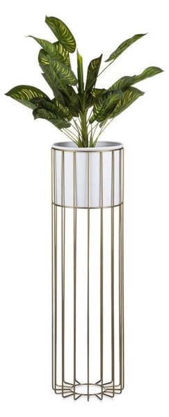 Kovový květináč LOFT 70x20 cm zlatá/bílá