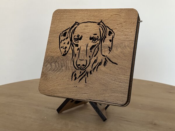 "Jezevčík krátkosrstý" lampa 19x19cm provedení povrchu: dub