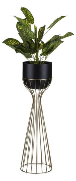 Kovový květináč LOFT 68x20 cm zlatá/černá