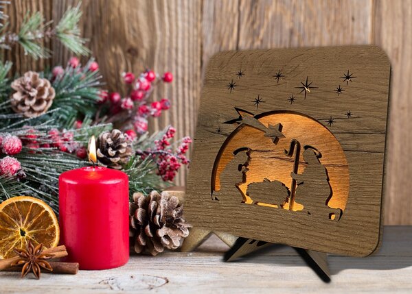 "Betlém" lampa 19x19cm provedení povrchu: dub světlý