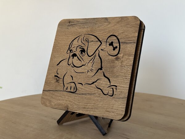 "Mops" lampa 19x19cm provedení povrchu: dub