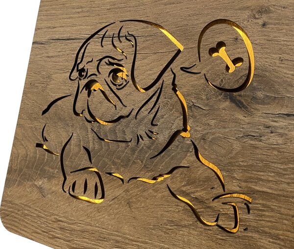 "Mops" lampa 19x19cm provedení povrchu: dub