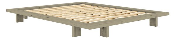 Šalvějově zelená dvoulůžková postel z borovicového dřeva bez čela s roštem 160x200 cm Japan – Karup Design