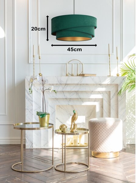 Duolla - Lustr na lanku KOBO 1xE27/15W/230V pr. 45 cm zelená/zlatá