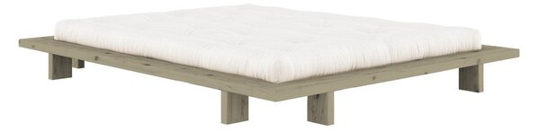 Šalvějově zelená dvoulůžková postel z borovicového dřeva bez čela s roštem 160x200 cm Japan – Karup Design