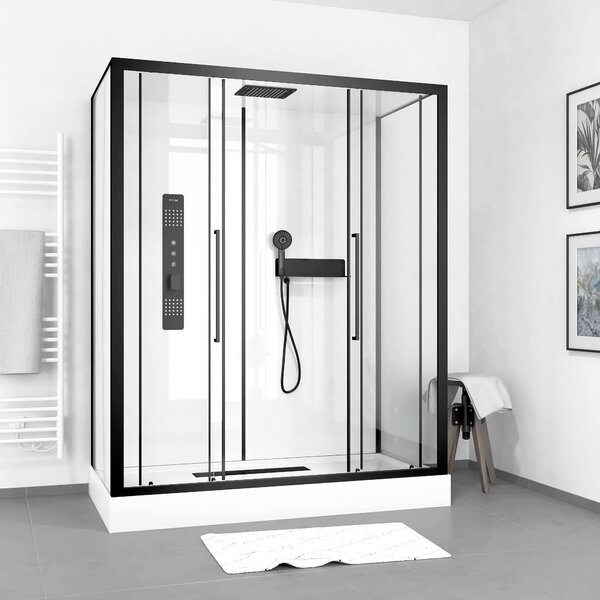 Sprchový komplet MARWELL sprchový kout White Urban XXL 85 x 160 x 215 cm - kompletní sada včetně sprchové vaničky a baterie - vysoce kvalitní hliníkový profilový systém