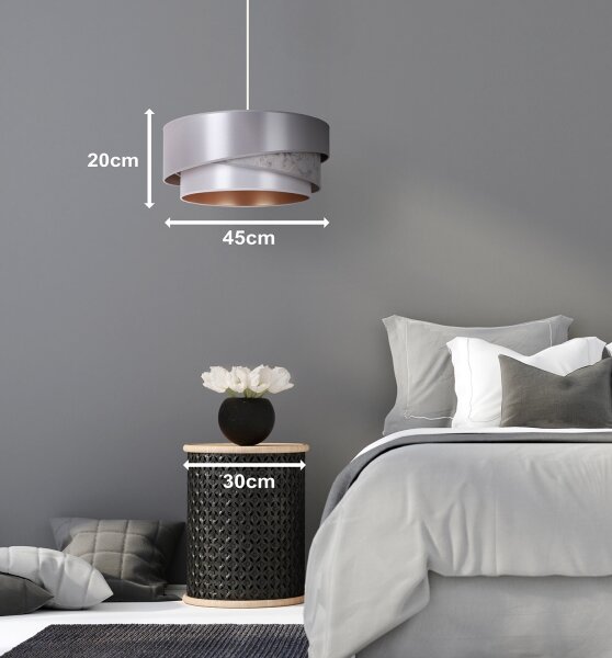 Duolla - Lustr na lanku KOBO 1xE27/15W/230V pr. 45 cm stříbrná/zlatá